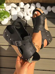 2026 New Heeled Sandals for Women, Soft Sole Anti-Slip Roman Shoes, Summer Versatile High-Heel Thick Bottom Shoes, Comfortable and Stylish Design