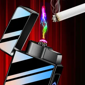Sleek Rechargeable Digital Display Igniter, Windproof Flameless Metal Igniter, Modern Practical For Candle Daily Use, Stylish Men Gift, No Fuel Contained