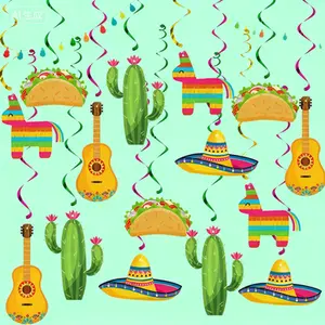 Colorful Hanging Swirl Decorations, Mexican Fiesta Party Supplies, Taco Themed Birthday Celebration, Cinco De Mayo Ceiling Decor, Reusable Hanging Ornaments for Baby Shower