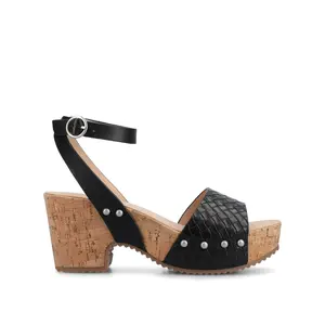 VANESSA PLATFORM CLOG SANDALS - Black Woven
