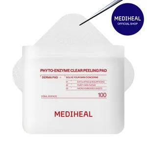 [MEDIHEAL] Phyto-Enzyme Clear Peeling Pad (100 pc) | 99% Pure Plant Enzyme + LHA | 96.93% Exfoliation & 96.49% Pore Cleansing Improvement | Dual-Sided Embossed Pads for Face & Body | Gentle Daily Peeling | Korean Skincare