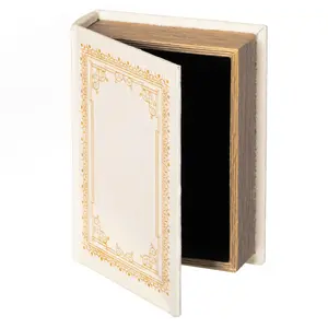 Vintiquewise QI003691.PW Vintage Book-Shaped Decorative Trinket Storage Box - Paper White, Home Organizer Storage Bin, Trinket Box