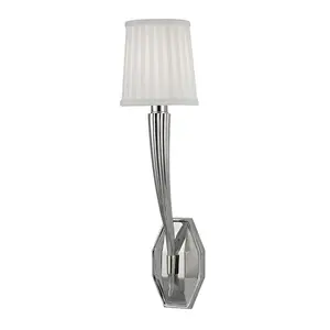 Erie Sconce – Elegant Ribbed Arm & Pleated Silk Shade for Diffused Light