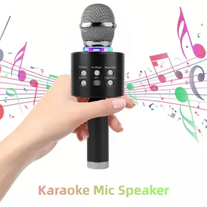 6-in-1 Wireless Karaoke Microphone with Powerful Bass Bluetooth Speaker, LED Party Lights & Voice Changer – Fun Singing Toy for Kids & Family, Perfect Gift for Halloween, Thanksgiving & Christmas