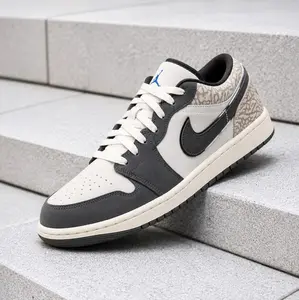 Nike Air Jordan 1 Low SE Sail Deep Pewter Elephent Print IU2268-100 Men's Fashion Sneaker New