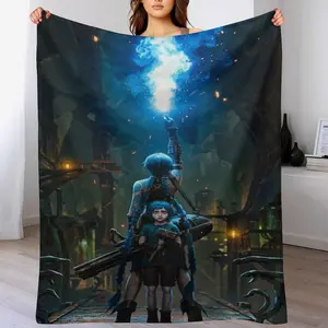 Arcane Jinx & Young Powder Throw Blanket | Jinx Fleece Blanket | Jinx & Powder Art Throw | Gaming Room Decor | Arcane Fan Gift