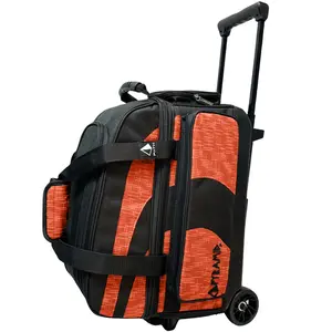 Pyramid Path Pro Deluxe Double Roller Bowling Bag (Black/Circuit Orange)