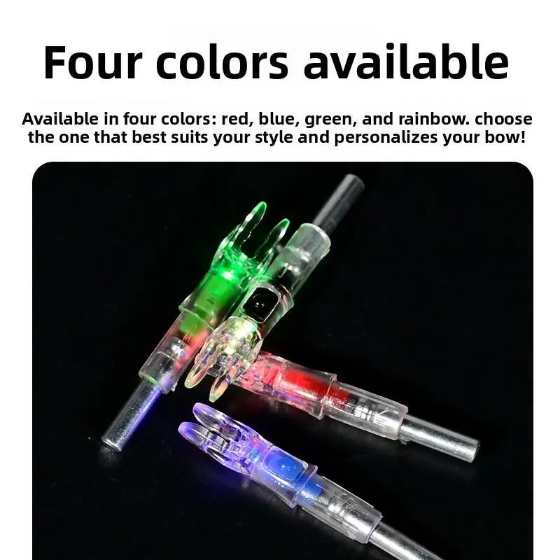 Multi-Color LED Lighted Arrow Nocks for Archery Arrow Sets, Automatic Activation, Tool-Free Installation for 6.2mm Shafts, Arrow Set