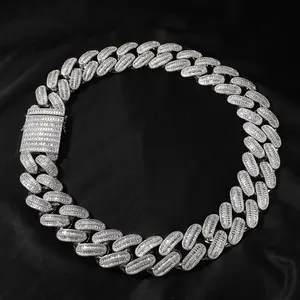 Hip Hop Cuban Necklace, 40mm Unisex Button Ladder Chain with Inlaid Zircon, Copper Statement Jewelry for Casual Wear