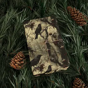 Gothic Raven Wrapping Paper, Dark Birthday Gift Wrap, Anniversary Packaging, Vintage Goth Gift Wrap