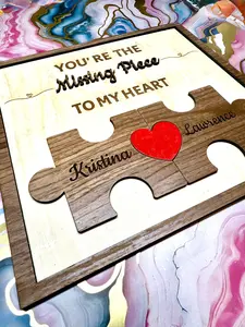 Valentines Day Missing Piece Couples Name Sign