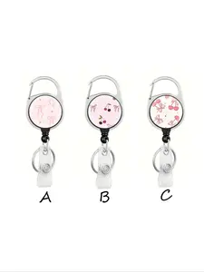 Bow Pattern Fashion Print Stretch Lanyard Buckle, Multifunctional ID Card Holder, Portable Keychain, Casual Style for Office School Travel