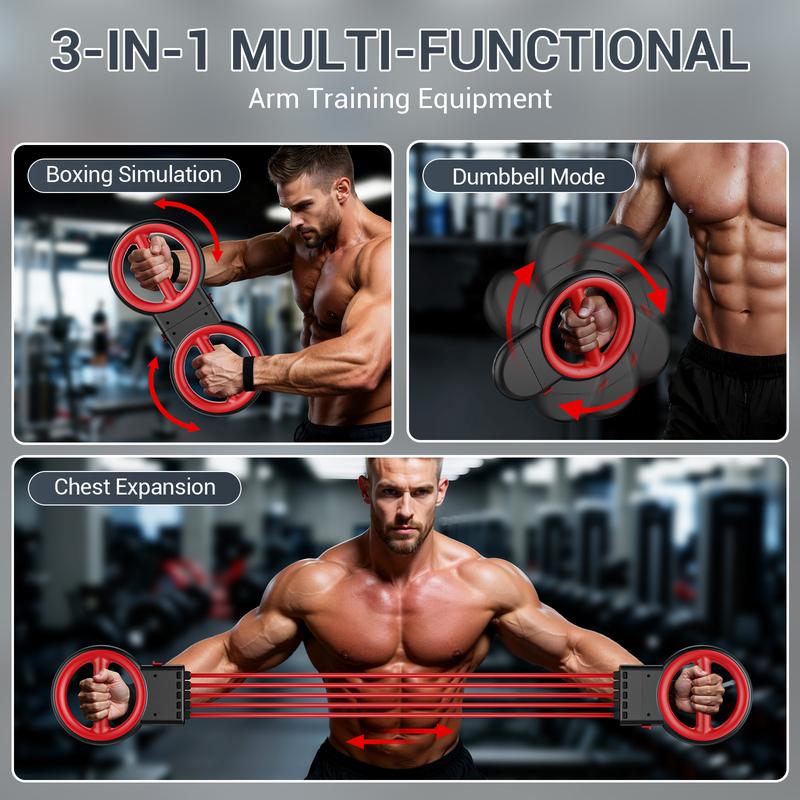 AKLUER 3-IN-1 Multifunctional Upper-Body Trainer (Arm Trainer-Spinning Rotator Burn Machine/ Forearm Trainer for Boxing/Resistance Bands with Handles)Detachable Portable, Flex Core Trainer, Chest & Arm Workout
