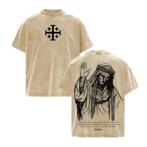 Baldwin IV "The Leper King" T-Shirt Washed, Crusader King of Jerusalem Tee, Jerusalem Cross Medieval Christian Shirt, Vintage Washed Gothic Faith Streetwear - Jesus Apparel - Christian Outfit