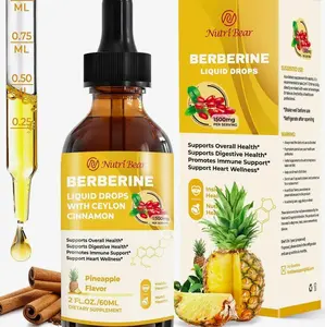 Berberine Supplement with Ceylon Cinnamon, Berberine HCL Liquid Drops with Turmeric, Bitter Melon, Quercetin, 10X Strength AMPK for Digestion System, Immune Health Support -Vegetarian, 2 fl oz