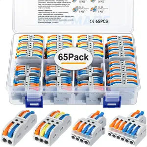 65 Pcs Compact Splicing Wire Connectors Assortment Pack, Quick Wiring Connector for AWG 28-12