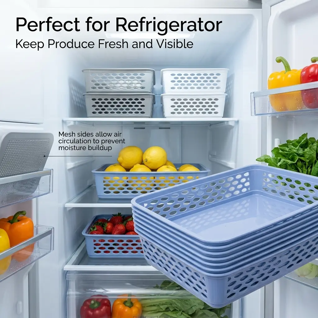Multipurpose Plastic Storage Tray - Large Desktop Organizer Basket for Kitchen, Bathroom & Closet (Random Color, 1 Piece)