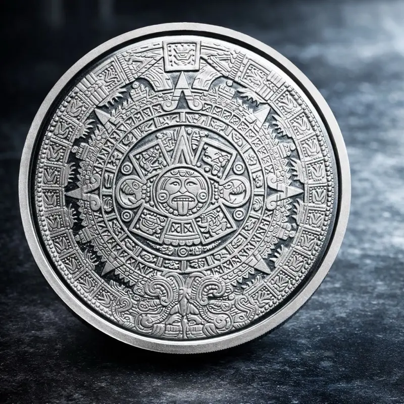 Tezcatlipoca The First Sun 1 Onza Plata Pura .999 AG Silver Coin Collectible Artwork