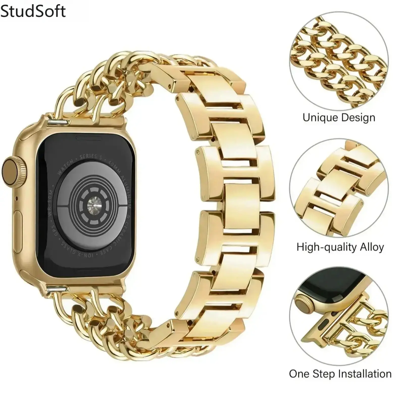 Double Row Chain Metal Watch Band Luxury Jewelry Bracelet Strap Compatible with Apple Watch Series 11 10 9 Ultra 2 SE 38mm 40mm 41mm 42mm 44mm 45mm Women,back to school,back to school haul