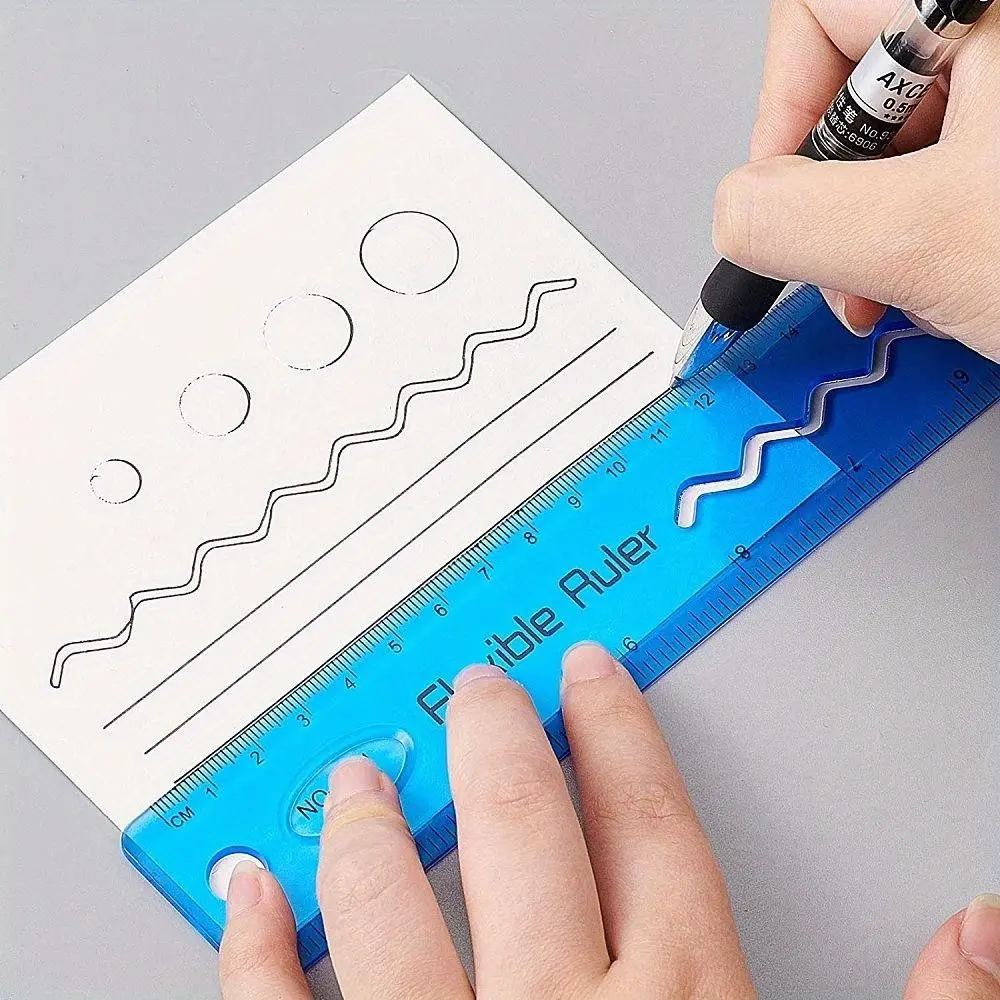 Soft Plastic Ruler Set, Transparent Straight Edge Tool, Anti-Drop Measurement Instrument, Ideal for School and Office Supplies
