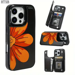 Creative Floral iPhone Wallet Case - Practical Flower Design Card Holder for iPhone 17/16/15 Pro Max 14 Plus/13/12/11 Pro Air