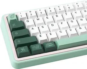 Fresh White Green Botanical Cherry Profile Keycaps, 130-Key Minimalist Dye Sublimation Custom Accessories for Cherry MX Mechanical Keyboards