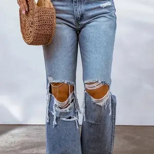 Women's Destressed Jeans - Comfortable and Stylish Bottoms for Women - Womenswear