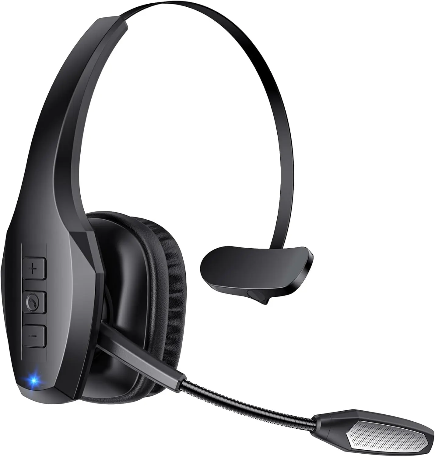Bluetooth Trucker Headset with Mic, Wireless Headset with Dual Noise Cancelling Microphone & Mute Button, 55H Battery Life, Bluetooth Headset for Truck Drivers, Cell Phones, PC, Office & Work