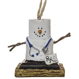 S'Mores Snowman Doctor Resin Christmas Tree Ornament 2.3 inch
