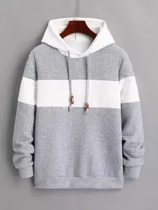 Men's Colorblock Print Drawstring Hoodie, 2024 New Style Casual Loose Long Sleeve Hooded Sweatshirt for Fall & Winter, Men's Clothes for Daily Wear