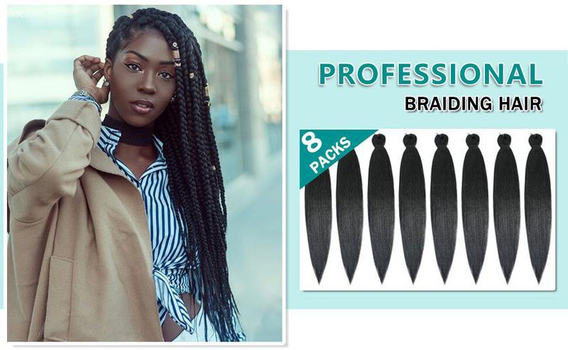 Alrence Pre Stretched Braiding Hair 30 Inch 3 Packs Professional Synthetic Crochet Twist Braids 1B# Natural Look Low Temperature Flame-Retardant Yaki Texture