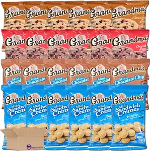 Grandma Chocolate & Vanilla Snack Variety Pack - Pack of 24 Chocolate Chip, Brownie Chip and Mini Chocolate & Vanilla Sandwich Creams