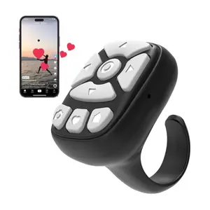 Scrolling Ring Microphone Remote Control, Fingertip Wireless Bluetooth Remote Control (Black)
