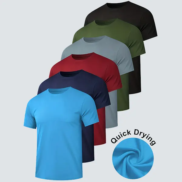 Noeallyrisss Men's 6-Piece Fitted Athletic Workout Wear Set - Breathable Short-Sleeve Stretchy T-Shirts for Fitness, Running (Do Not Dry Clean),travel essentials,camping essentials, Activewear Set, Fitness Outfit Athleisure