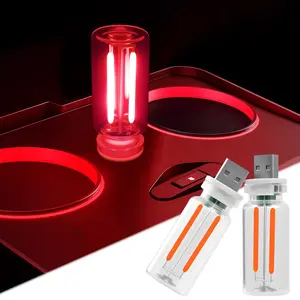 USB LED Ambient Nightlight - Vintage Glass Body, Retro Look, Plug-and-Play USB, Low-Power Energy-Saving, Car Compatible, Simple Setup Mini Lamp for Hallway, Bedroom