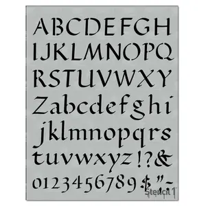 STENCIL1 Calligraphy Letter Stencils 1" - Uppercase & Lowercase Alphabet for Painting, Drawing, Wood, Vinyl & Crafts 8.5” x 11”