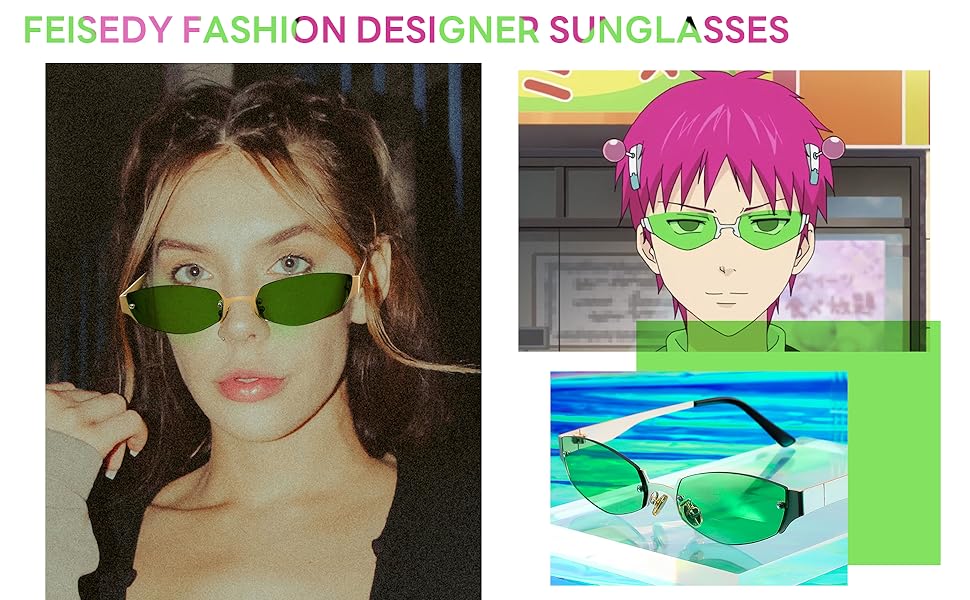 FEISEDY Retro Oval Sunglasses Women Men Fashion Designer Cosplay Glasses Halloween Party Accessories B2376