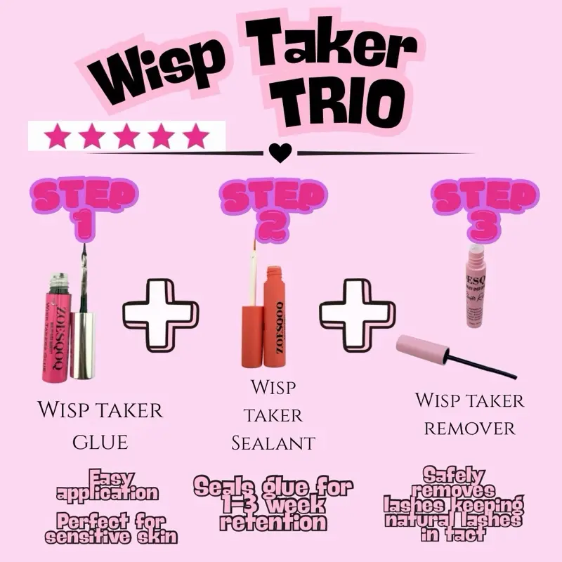 (TRIO MINI SIZE) for Lashes 3ML Adhesive + 3ML Sealant + Remover