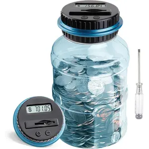 Large Piggy  for Boys Adults,  Digital  Counting  with LCD Counter, 1.8L Capacity    Jar for Adults, Designed for All   (Blue2)