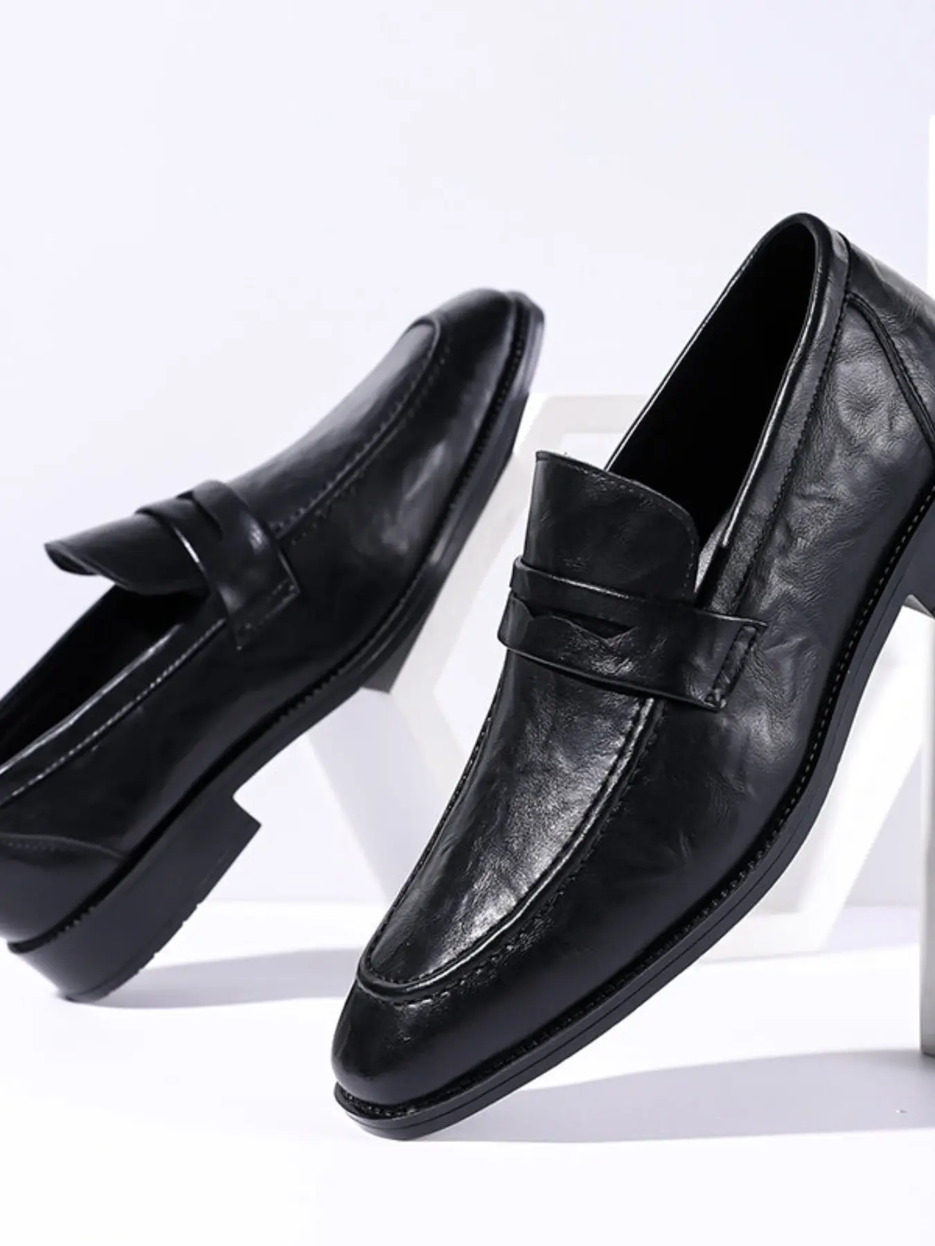 Men's Casual All-Season Loafers, Slip On Shoes, Durable Microfiber Upper, High-End Business Party Workwear, Comfortable Wear for Middle-Aged Men, Casual Business Shoes