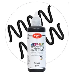 Viva Decor® Window Colour Contour (Black, 90 ml) Paint for Glass, Window Paints for Removable Pictures and Stickers for Decoration, Mirrors, Tiles, Vases and Windows - Made in Germany
