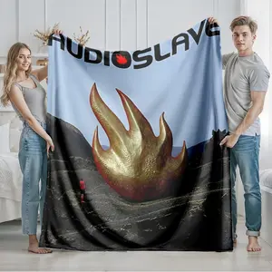 1 piece Audioslave flame sculpture with wilderness background themed flannel blanket - Microfiber soft fluffy sofa blanket, suitable for beds and sofas, modern style, all-season use, digital print design, flannel weaving craft, 100% polyester