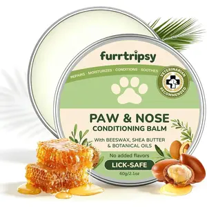 Dog Paw Balm & Nose Butter with Sea Buckthorn Winter Ice Melt & Hot Pavement Paws Protector Gentle Moisturizer & Soother for Dry Cracked Pads & Snout Unscented (60g / 2.1oz)