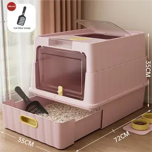 Double-Door Drawer Cat Litter Box – Fully Enclosed Cat Toilet with Dual-Ventilation System, Hygienic & Spacious Anti-Splash Design for Modern Homes