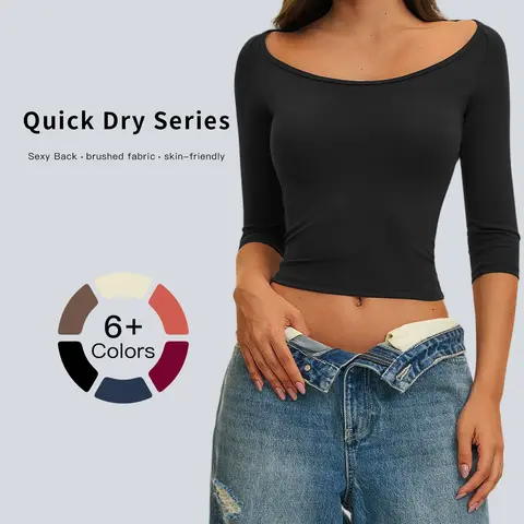 Tenwolf Female Slim-Fit Waist-Cinch Short Sleeve Casual Athletic Yoga Top, High Stretch Sporty Workout Wear for Pilates Training