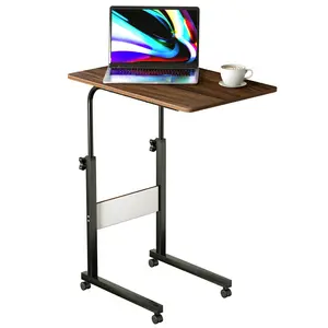 C Side Table Laptop Table Small Slim Snack Side Table for Couch Bed Sofa for Small Spaces Living Room Bedroom Adjustable Height Foldable Desk