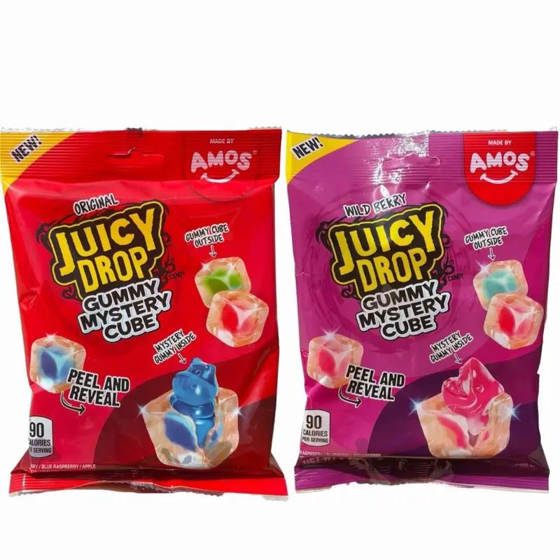 Amos Juicy Drop Gummy Mystery Cube - 2 Pack - Original & Wild Berry - Two 5 oz Bags - Fun Snack