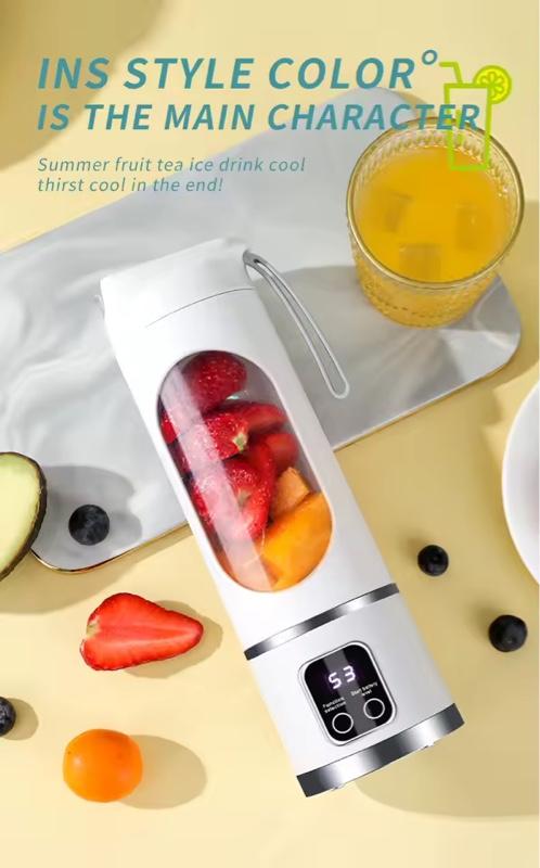 10 Blades Portable Fruit Juicer 450ml Capacity 3 Gears USB Rechargeable Blender Ice Crusher for Smoothies Ice Making