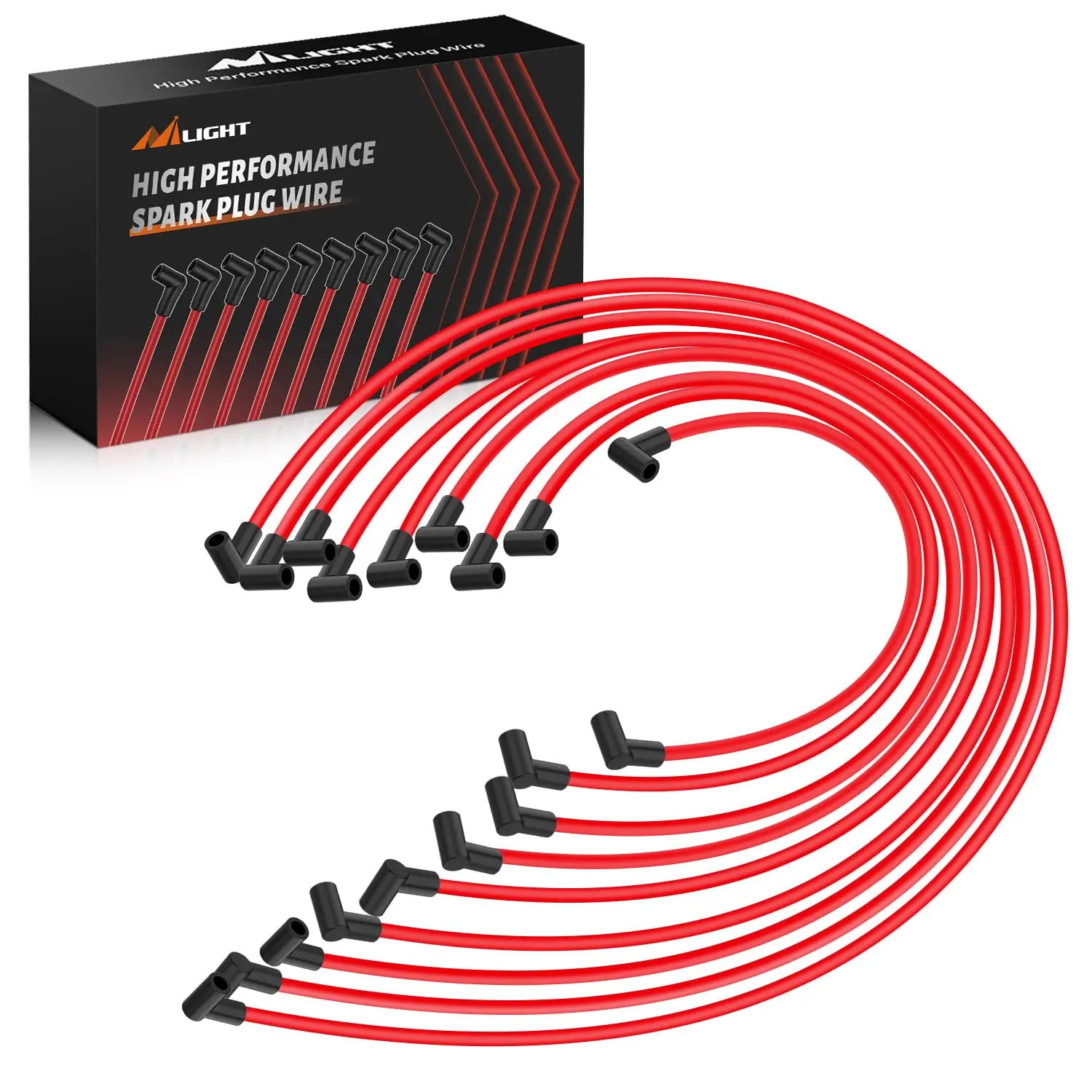 Nilight Ignition Spark Plug Wire - 10.5 mm, 90-Degree Boots, Heat-Resistant, High Conductivity, Reduces Short Circuit Failure, Smoother Engine Start, Compatible with Chevy SBC BBC 305 350 454 Electronic V8 Engine with HEI Distributor, Reduce Short Circuit