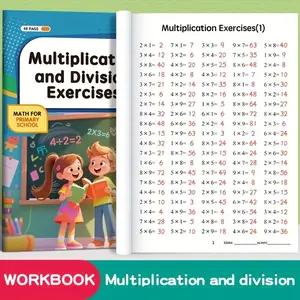 Math Practice Workbook, 48 Pages Multiplication Division, Durable Arithmetic Book, Enhance Calculation Skills, School Supplies, Christmas Gift